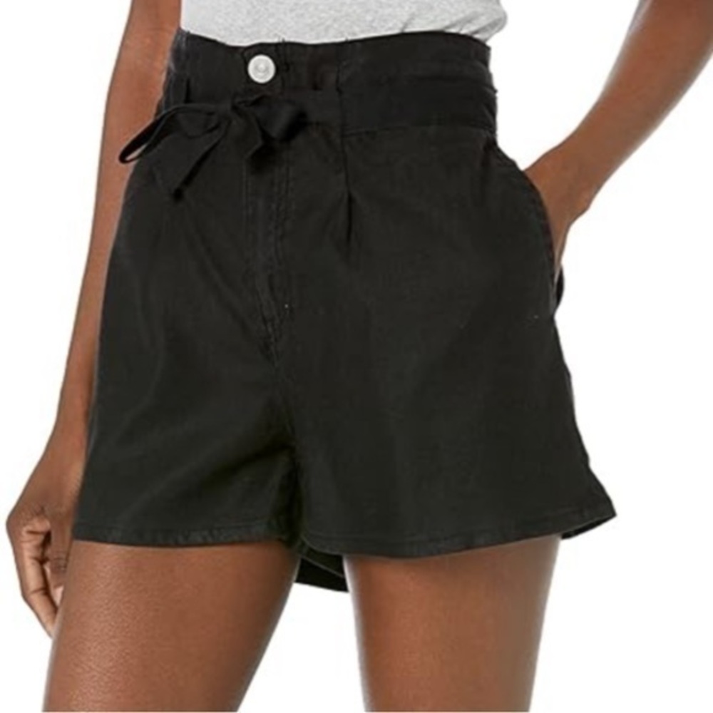 Hudson Black High Rise Paperbag Shorts Size 30 New